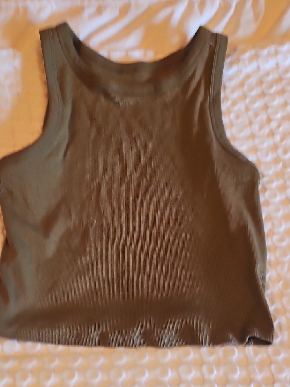 Classic Ribbed Tank Top - Olive Green Lg